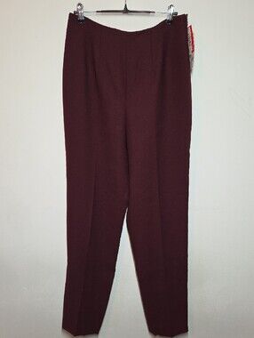 Braemar Pants Women's 6 Pure Wool Tailored High-Waist Pants in Burgundy NWT